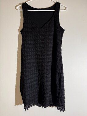 Zara Woman Black Textured Diamond Popcorn Knit Sleeveless Mini Dress | LG